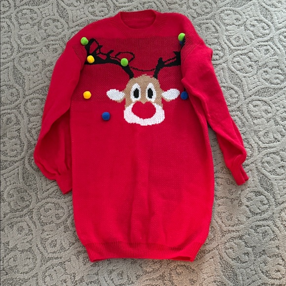 SHEIN Dresses & Skirts - SHEIN Red Reindeer Sweater Dress